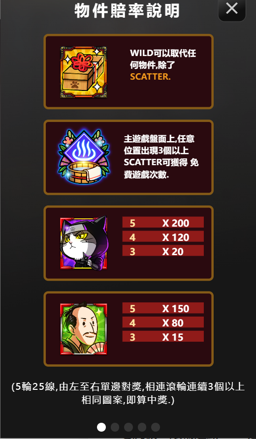 ATG電子-忍喵物語老虎機符號與賠率